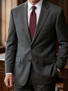 Vintage Lauren Ralph Lauren Wool Blazer Jacket Men's 48R Charcoal Grey Minimalis